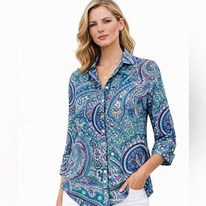 Ralph Lauren Blue and Purple Paisley Button Down Shirt